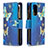 Leather Case Stands Fashionable Pattern Flip Cover Holder B04F for Xiaomi Redmi Note 10 Pro Max Blue