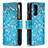 Leather Case Stands Fashionable Pattern Flip Cover Holder B04F for Xiaomi Redmi Note 10 Pro Max Cyan