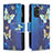 Leather Case Stands Fashionable Pattern Flip Cover Holder B04F for Xiaomi Redmi Note 11 4G (2022) Blue