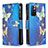 Leather Case Stands Fashionable Pattern Flip Cover Holder B04F for Xiaomi Redmi Note 11 5G Blue