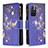 Leather Case Stands Fashionable Pattern Flip Cover Holder B04F for Xiaomi Redmi Note 11 5G Navy Blue