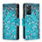 Leather Case Stands Fashionable Pattern Flip Cover Holder B04F for Xiaomi Redmi Note 11 Pro 4G Cyan