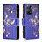 Leather Case Stands Fashionable Pattern Flip Cover Holder B04F for Xiaomi Redmi Note 11 Pro 4G Navy Blue