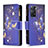 Leather Case Stands Fashionable Pattern Flip Cover Holder B04F for Xiaomi Redmi Note 11 Pro 5G Navy Blue