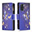 Leather Case Stands Fashionable Pattern Flip Cover Holder B04F for Xiaomi Redmi Note 11S 4G Navy Blue