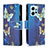 Leather Case Stands Fashionable Pattern Flip Cover Holder B04F for Xiaomi Redmi Note 12 4G Blue