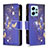 Leather Case Stands Fashionable Pattern Flip Cover Holder B04F for Xiaomi Redmi Note 12 4G Navy Blue