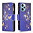 Leather Case Stands Fashionable Pattern Flip Cover Holder B04F for Xiaomi Redmi Note 12 Turbo 5G Navy Blue