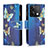 Leather Case Stands Fashionable Pattern Flip Cover Holder B04F for Xiaomi Redmi Note 13 5G Blue