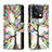 Leather Case Stands Fashionable Pattern Flip Cover Holder B04F for Xiaomi Redmi Note 13 5G Green