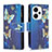 Leather Case Stands Fashionable Pattern Flip Cover Holder B04F for Xiaomi Redmi Note 13 Pro+ Plus 5G Blue