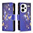 Leather Case Stands Fashionable Pattern Flip Cover Holder B04F for Xiaomi Redmi Note 13 Pro+ Plus 5G Navy Blue