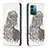 Leather Case Stands Fashionable Pattern Flip Cover Holder B05F for Nokia G11 Gray