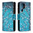 Leather Case Stands Fashionable Pattern Flip Cover Holder B05F for Samsung Galaxy S23 Ultra 5G Cyan