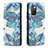 Leather Case Stands Fashionable Pattern Flip Cover Holder B05F for Xiaomi Redmi 10 4G Sky Blue