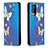 Leather Case Stands Fashionable Pattern Flip Cover Holder B05F for Xiaomi Redmi Note 10 Pro 4G Blue