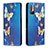 Leather Case Stands Fashionable Pattern Flip Cover Holder B05F for Xiaomi Redmi Note 10T 5G Blue