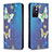 Leather Case Stands Fashionable Pattern Flip Cover Holder B05F for Xiaomi Redmi Note 11 5G Blue