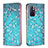 Leather Case Stands Fashionable Pattern Flip Cover Holder B05F for Xiaomi Redmi Note 11 5G Cyan