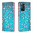 Leather Case Stands Fashionable Pattern Flip Cover Holder B05F for Xiaomi Redmi Note 11 Pro 4G Cyan