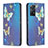 Leather Case Stands Fashionable Pattern Flip Cover Holder B05F for Xiaomi Redmi Note 11 Pro 5G Blue