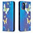 Leather Case Stands Fashionable Pattern Flip Cover Holder B05F for Xiaomi Redmi Note 11 SE India 4G Blue