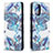 Leather Case Stands Fashionable Pattern Flip Cover Holder B05F for Xiaomi Redmi Note 11 SE India 4G Sky Blue