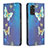 Leather Case Stands Fashionable Pattern Flip Cover Holder B05F for Xiaomi Redmi Note 11S 4G Blue