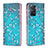 Leather Case Stands Fashionable Pattern Flip Cover Holder B05F for Xiaomi Redmi Note 12 Pro 4G Cyan