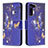 Leather Case Stands Fashionable Pattern Flip Cover Holder B09F for Samsung Galaxy S21 5G Navy Blue