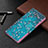 Leather Case Stands Fashionable Pattern Flip Cover Holder B09F for Samsung Galaxy S23 Ultra 5G Blue