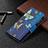 Leather Case Stands Fashionable Pattern Flip Cover Holder BF3 for Xiaomi Redmi Note 10 Pro 4G Blue