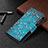 Leather Case Stands Fashionable Pattern Flip Cover Holder BF3 for Xiaomi Redmi Note 10 Pro Max Cyan