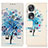 Leather Case Stands Fashionable Pattern Flip Cover Holder D02Y for Huawei Honor 90 5G Blue