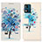 Leather Case Stands Fashionable Pattern Flip Cover Holder D02Y for Motorola Moto E13 Blue