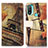 Leather Case Stands Fashionable Pattern Flip Cover Holder D02Y for Motorola Moto E30 Brown