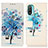 Leather Case Stands Fashionable Pattern Flip Cover Holder D02Y for Motorola Moto E40 Blue