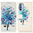 Leather Case Stands Fashionable Pattern Flip Cover Holder D02Y for Motorola Moto G41 Blue