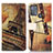 Leather Case Stands Fashionable Pattern Flip Cover Holder D02Y for Motorola Moto G50 Brown