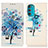 Leather Case Stands Fashionable Pattern Flip Cover Holder D02Y for Motorola Moto G71 5G Blue