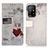 Leather Case Stands Fashionable Pattern Flip Cover Holder D02Y for Oppo F19 Pro+ Plus 5G Red Wine