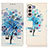 Leather Case Stands Fashionable Pattern Flip Cover Holder D02Y for Samsung Galaxy S21 FE 5G Blue