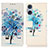 Leather Case Stands Fashionable Pattern Flip Cover Holder D02Y for Sony Xperia 5 V Blue