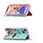 Leather Case Stands Fashionable Pattern Flip Cover Holder for Apple iPhone 13 Cyan