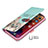 Leather Case Stands Fashionable Pattern Flip Cover Holder for Apple iPhone 13 Cyan