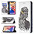 Leather Case Stands Fashionable Pattern Flip Cover Holder for Apple iPhone 13 Gray