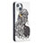 Leather Case Stands Fashionable Pattern Flip Cover Holder for Apple iPhone 13 Gray