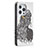 Leather Case Stands Fashionable Pattern Flip Cover Holder for Apple iPhone 14 Pro Gray