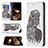 Leather Case Stands Fashionable Pattern Flip Cover Holder for Apple iPhone 14 Pro Gray