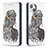 Leather Case Stands Fashionable Pattern Flip Cover Holder for Apple iPhone 15 Gray